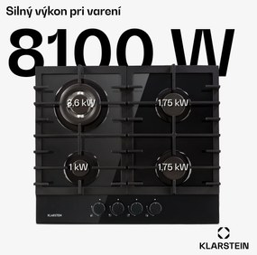 Klarstein Ignito 4, plynová varná doska, 4 Sabaf horáky, sklokeramika, čierna