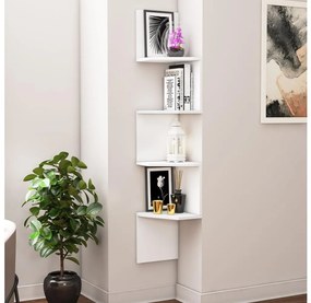 Rohová nástenná polica DESALDO 155,2x29,6 cm biela