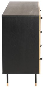 Nízka komoda v dekore duba v čiernej a prírodnej farbe 130x87 cm Jugend – Woodman