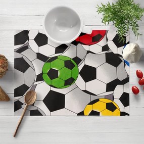 Biante Detské bavlnené prestieranie na stôl Sandra SA-580 Farebné a sivé futbalové lopty 30x40 cm