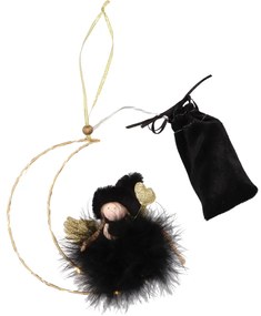 LED závesný čierny anjel MOONY, 16 cm