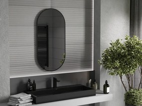 Mexen Loft oválne kúpeľňové zrkadlo 100 x 50 cm, čierny rám - 9851-100-050-000-70