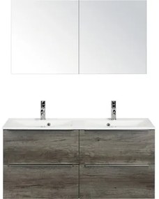 Kúpeľňový nábytkový set Pulse 120 cm s dvojitým umývadlom dub Nebraska so zrkadlovou skrinkou 84727524