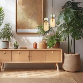 Luster na lanku MOLLY 1xE14/40W/230V pr. 12 cm zlatá/oranžová/zelená