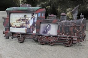 Červeno čierny patinovaný fotorámik tvaru vláčika