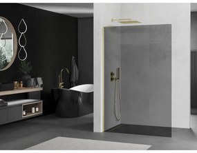 Mexen Kioto L, sprchová zástena Walk-In 70 x 200 cm, 8mm šedé sklo, zlatý matný profil, 800-070-103-55-40