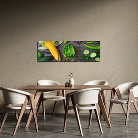 Obraz so zeleninou (s hodinami) (90x30 cm)