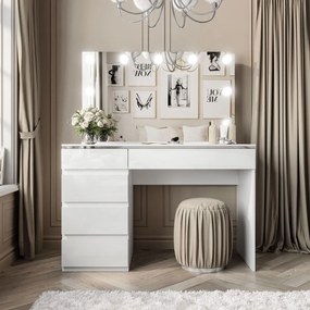 TOALETNÝ STOLÍK NESSIE ELITE 2 BIELY LESK + STRIEBORNÝ