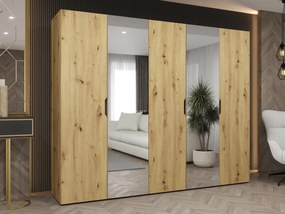 Šatníková skriňa so zrkadlom Umonca 250, Farby: dub artisan