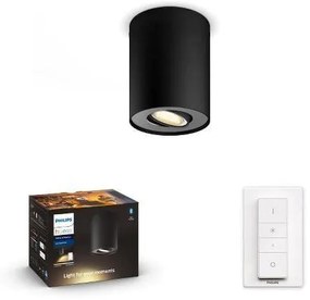 PHILIPS HUE Prisadené stropné LED inteligentné osvetlenie HUE PILLAR, 1xGU10, 5W, teplá biela-studená biela, čie