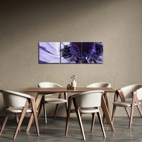 Obraz - Fialový kvet (s hodinami) (90x30 cm)