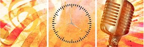 Obraz - Retro mikrofón (s hodinami) (90x30 cm)