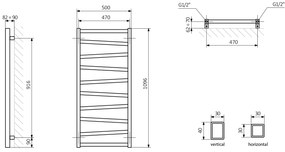 Sapho, ZIG vykurovacie teleso 500x1096 mm, 406 W, biela, ZG511