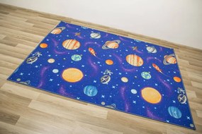 Detský metrážny koberec Galaxy planéty, rakety