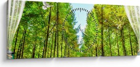 Obraz - Výhľad na les (s hodinami) (90x30 cm)