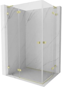 Mexen Lunar, L Duo výklopný sprchový kút 85 x 75 cm, 8mm číre sklo, zlatý matný profil, 834L-085L-075P-55-00