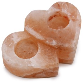 Svietnik z himalájskej soli na čajové sviečky - Dvojité srdcia