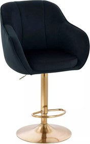 LuxuryForm DESIGN Barová stolička AVOLA VELUR na zlatom tanieri - čierna