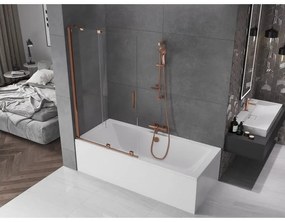 Mexen Velar, 2-krídlová posuvná vaňová zástena 100 x 150 cm, 8mm číre sklo, ružové zlato, 896-100-000-01-60