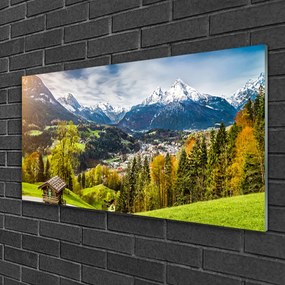 Obraz na skle Alpy príroda 125x50 cm