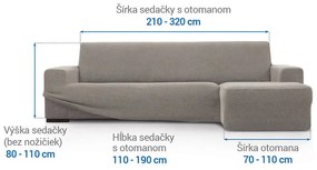 Super strečové poťahy HARMONIA svetlošedá sedačka s otomanom vpravo (š. 210 - 320 cm)