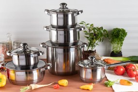 12 kusový set hrncov - striebro