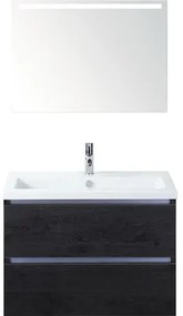 Kúpeľňový nábytkový set Sanox Vogue farba čela black oak ŠxVxH 81 x 170 x 41 cm s keramickým umývadlom a zrkadlom s LED osvetlením