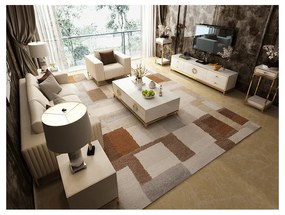 EXKLUZÍVNY TV STOLÍK LAURETTE BIELY LESK + ZLATÝ