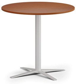 Konferenčný stolík AURA, priemer 80 cm, biela podnož, čerešňa
