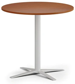 Konferenčný stolík AURA, priemer 80 cm, biela podnož, čerešňa