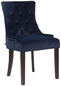 Jedálenská stolička Aberdeen ~ zamat, drevené nohy antik tmavé - Modrá