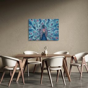 Sklenený obraz maľovaného páva (70x50 cm)