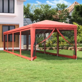 Párty stan s 10 sieťkovanými bočnými stenami červený 3x12m HDPE