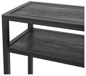 Čierny konzolový stolík s doskou z dubového dreva 30x120 cm Daniël – Spinder Design