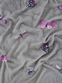 Detská deka do postieľky mikroplyš Exclusive 80 × 100 cm – Motýliky sivé