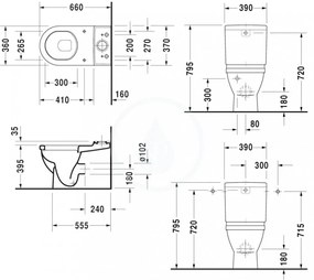 DURAVIT Starck 3 WC kombi misa, Vario odpad, s WonderGliss, biela, 01280900641