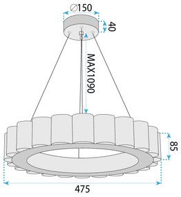 Toolight Toolight, LED stropné svietidlo 50cm, 27W, diaľkové ovládanie, APP1801-CP, zlatá matná-imitácia kameňa, OSW-05979