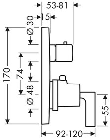 Axor Citterio - Termostatická batéria pod omietku s uzatváracím a prepínacím ventilom, chróm 39720000