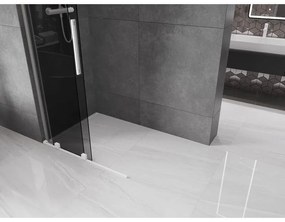 Mexen Velar L, posuvná sprchová zástena Walk-in 110 x 200 cm, 8mm šedé sklo, biela matná, 871-110-003-43-20