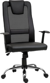 Vinsetto Ergonomická kancelárska stolička, otočná, výškovo nastaviteľná, riadiaca stolička, PU čierna 66 x 73 x 108-118 cm | Aosom