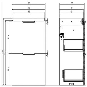 Cersanit Malika, závesná umývadlová skrinka 594x450x551 mm, dub, S598-045-DSM