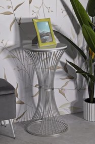 Odkladací stolík Funnel 40 cm strieborný/mramor