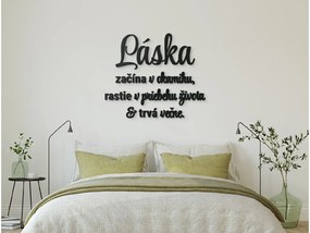 drevko Citát na stenu Láska začína v okamihu Rozmer obrazu: 51 x 60 cm, Farba dekorácie: Čierna