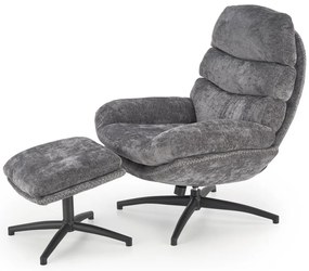 Křeslo s podnožkou Dario popelavě šedé