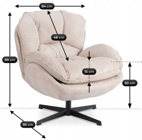 Relaxačné otočné kreslo DALILA krémové