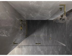 Mexen Lunar-F L, 1-krídlový sprchový kút so skladacími dverami, ľavý, 95 x 80 cm, 8mm číre sklo, zlatý lesklý profil, 836L-095-080-50-00-L