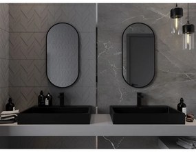 Mexen Loft, oválne kúpeľňové zrkadlo 80 x 40 cm, farba rámu čierna matná, 9851-080-040-000-70