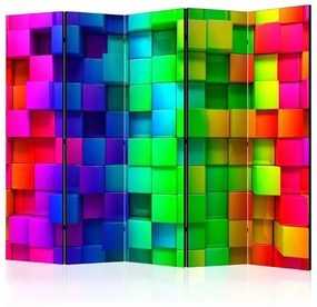 Paraván - Colourful Cubes II [Room Dividers] Veľkosť: 225x172, Verzia: Akustický