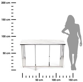 Konferenčný stolík AMAGAT 120 cm strieborný/biely mramor