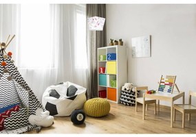 Detské závesné svietidlo Diamond, 1x biele textilné tienidlo so vzorom